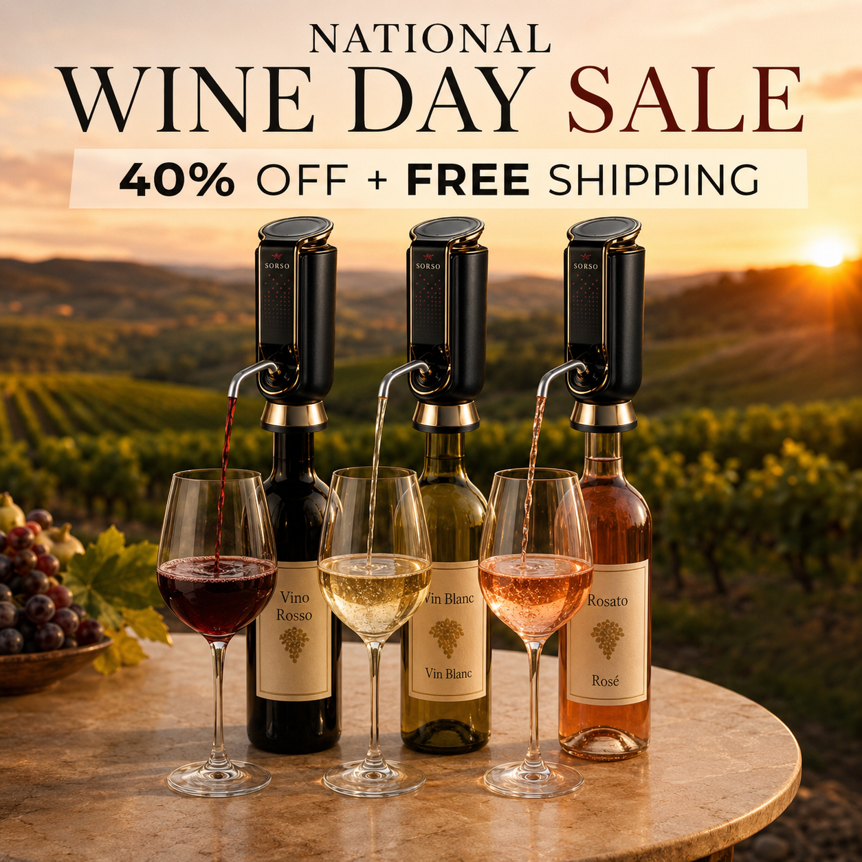 Sorso Wine Aerator, Preserver & Dispenser
